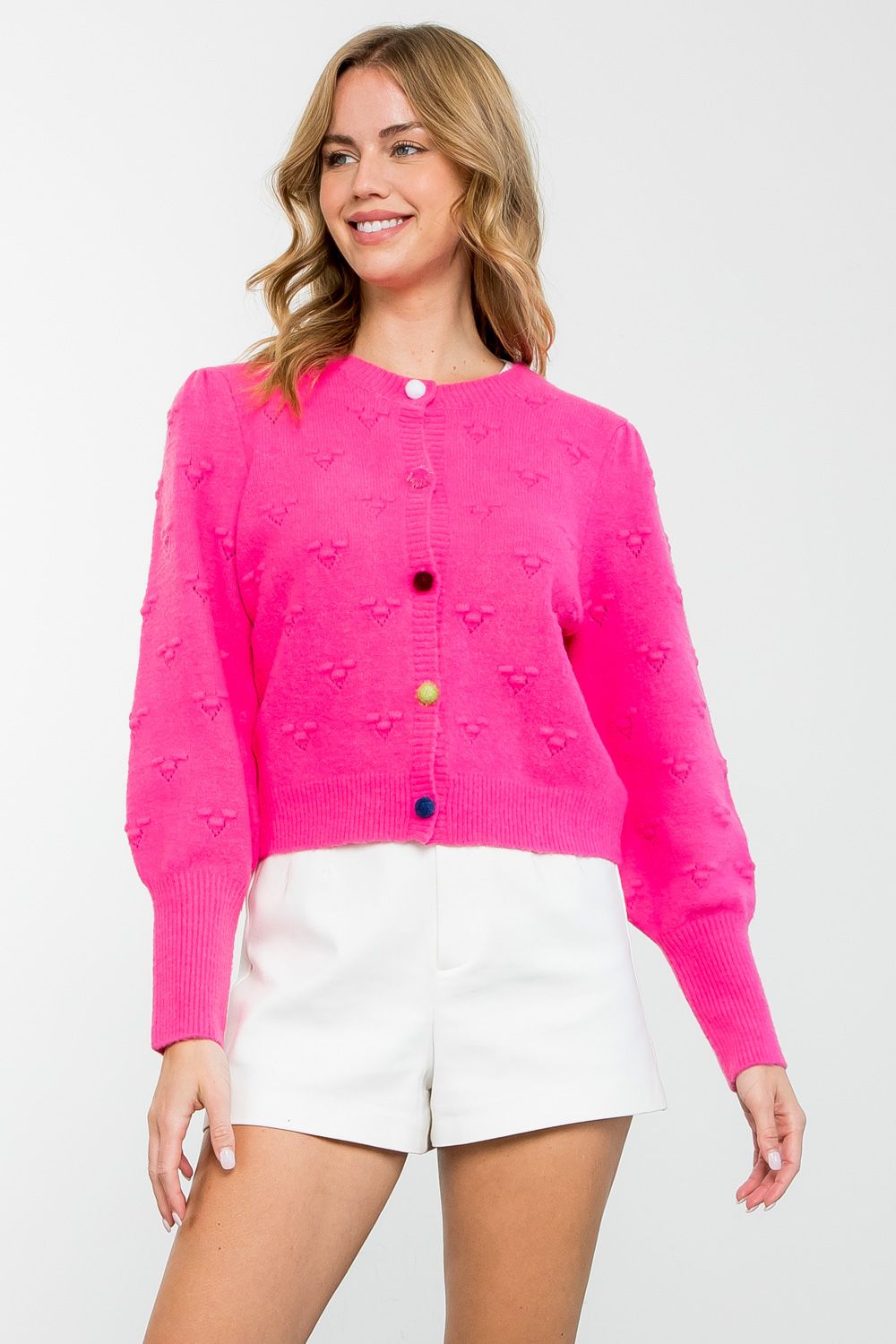Button Up Rib Knit Sweater: AKA Pink button down sweater